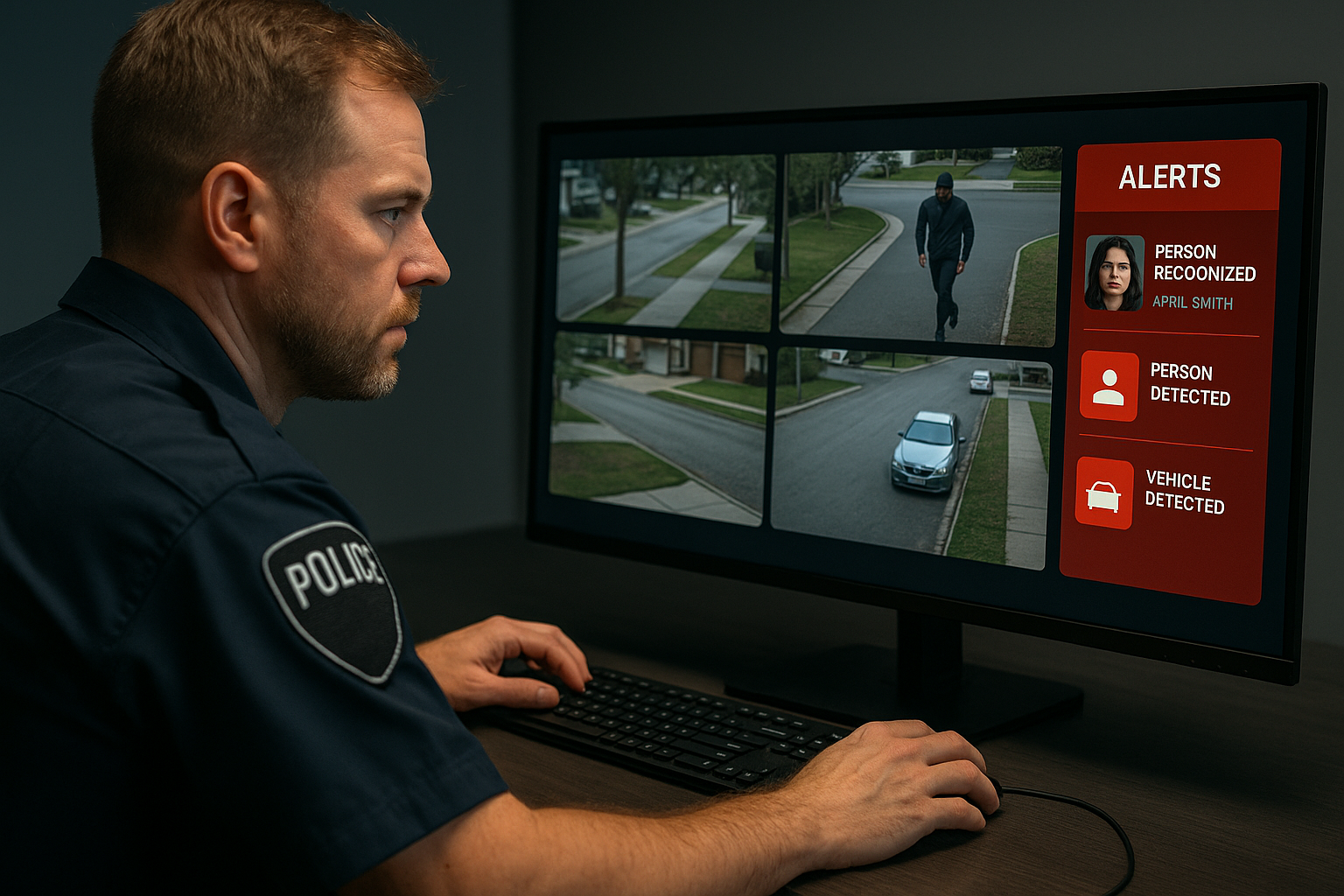 Command center monitoring neighborhood cameras